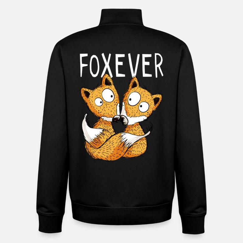Foxever - Renard - Renards - Cadeau - Sweat zippé unisexe en coton bio Stanley/Stella - noir