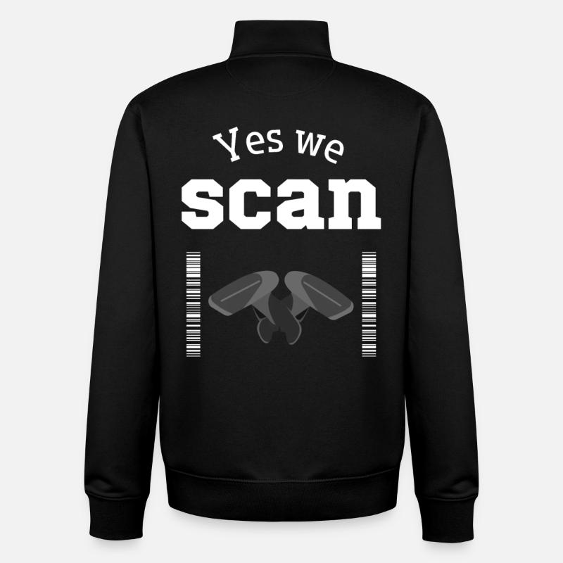 Oui, nous scannons, scanner, code-barres - Sweat zippé unisexe en coton bio Stanley/Stella - noir
