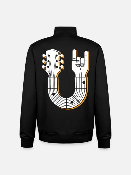 Musical Guitar Hand Sign Illustration - Unisex Organic Zip Sweatshirt by Stanley/Stella - black