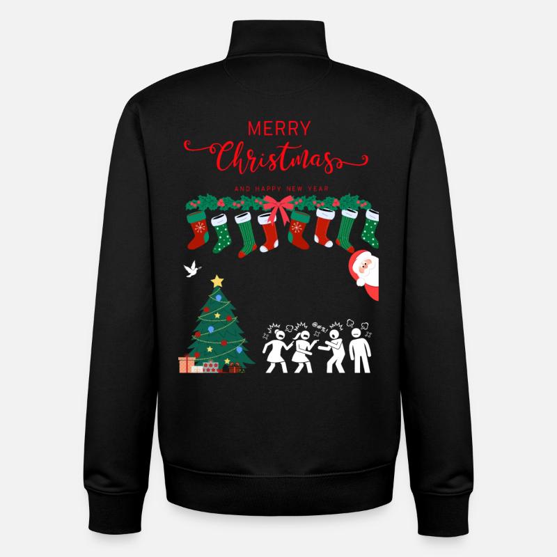 Glædelig jul - Stanley/Stella unisex sweatshirt med lynlås i økologisk - sort