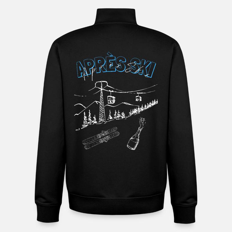 Cool Unisex Apres Ski Sweater, Skiing Gift Ideas - Unisex Organic Zip Sweatshirt by Stanley/Stella - black