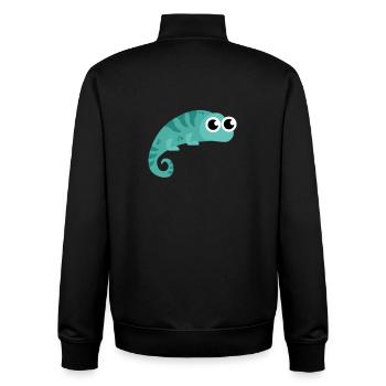 Unique and Walking Chameleon - Unisex Organic Zip Sweatshirt by Stanley/Stella - black - Back - AI Model Male 185 light (185cm)