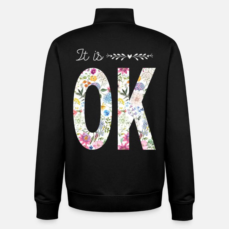 C’est OK – Design floral - Sweat zippé unisexe en coton bio Stanley/Stella - noir