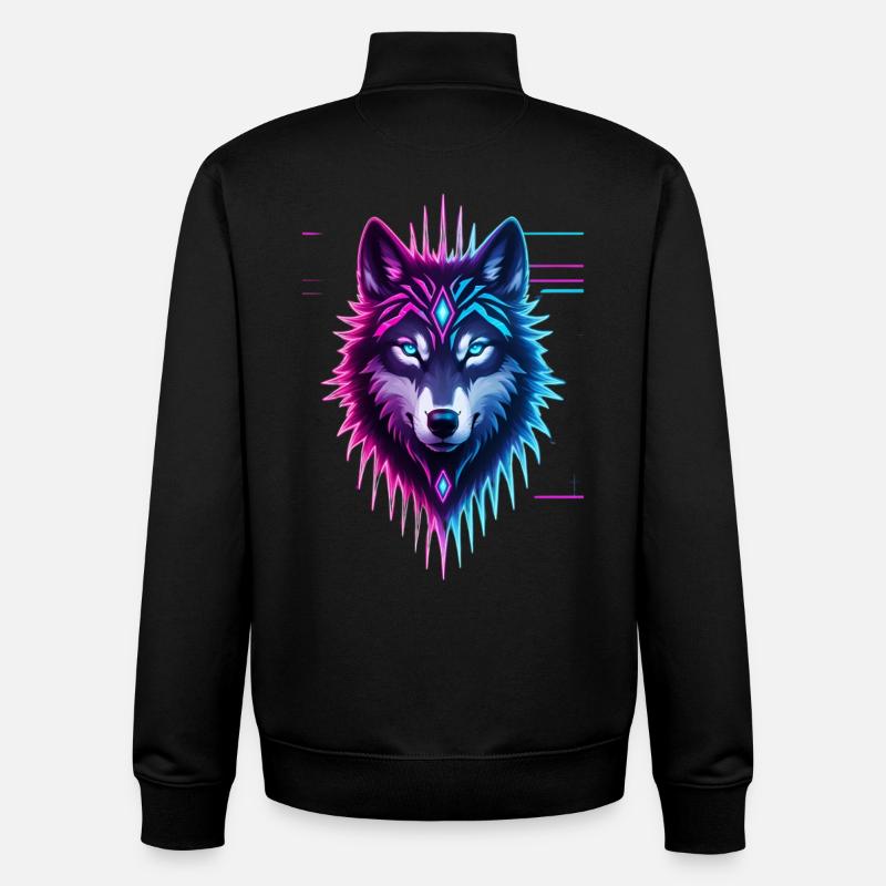 Neon Wolf Crystal Crown - Unisex Organic Zip Sweatshirt by Stanley/Stella - black