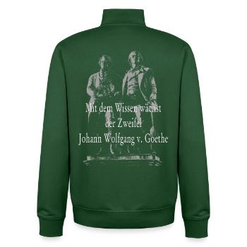 Johann Wolfgang von Goethe Zitat - Unisex Organic Zip Sweatshirt von Stanley/Stella - Flaschengrün - Hinten - AI Model Male 185 dark (185cm)