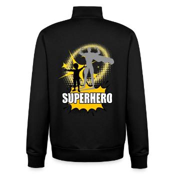 Super Baby - Unisex Organic Zip Sweatshirt by Stanley/Stella - black - Back - AI Model Male 185 light (185cm)