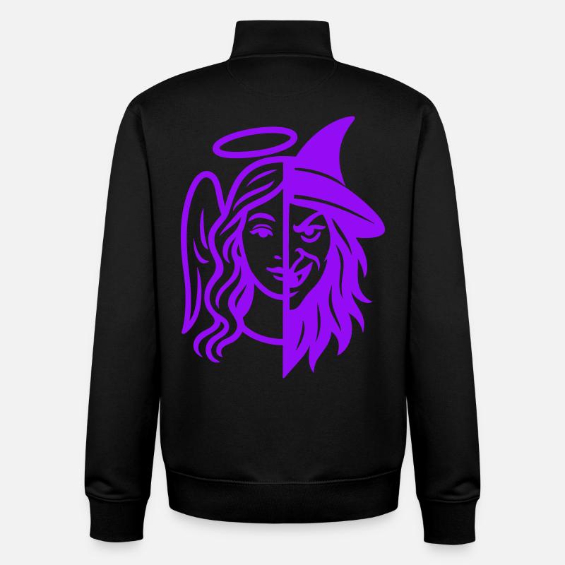 Silhouette Ange Sorcière Dualité - Sweat zippé unisexe en coton bio Stanley/Stella - noir