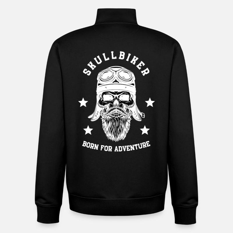 Skullbiker - Sweat zippé unisexe en coton bio Stanley/Stella - noir