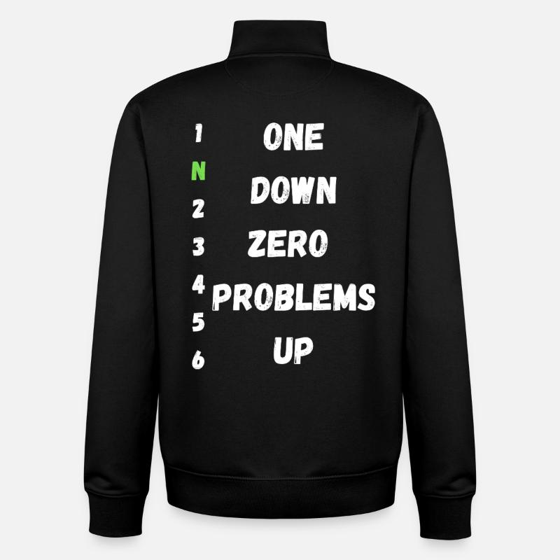 One Down Zero Problems Up - Unisex Organic Zip Sweatshirt by Stanley/Stella - black
