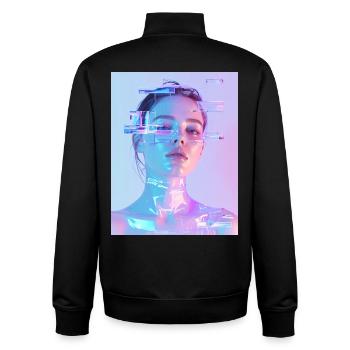Iridescent Glitch Woman - Unisex Organic Zip Sweatshirt by Stanley/Stella - black - Back - AI Model Male 185 light (185cm)