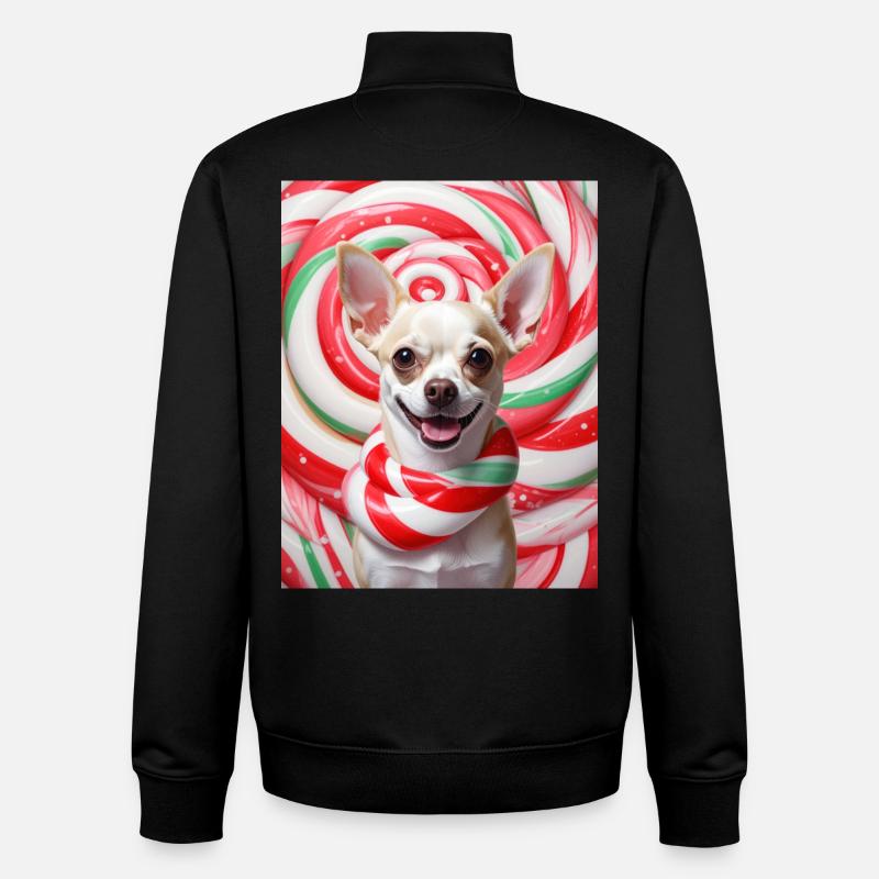 Candy Dog in Peppermix Background - Unisex Organic Zip Sweatshirt by Stanley/Stella - black