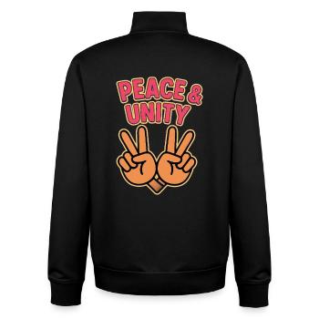 Frieden & Einheit Hand Friedenszeichen - Unisex Organic Zip Sweatshirt von Stanley/Stella - Schwarz - Hinten - AI Model Male 185 light (185cm)