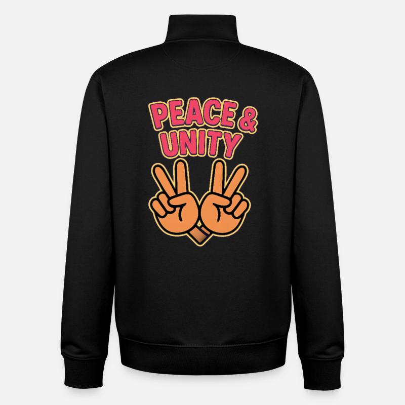 Frieden & Einheit Hand Friedenszeichen - Unisex Organic Zip Sweatshirt von Stanley/Stella - Schwarz