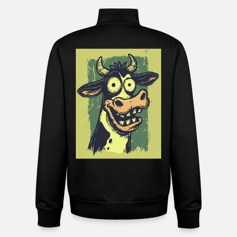 Caricatures grotesques de la vache - Sweat zippé unisexe en coton bio Stanley/Stella - noir
