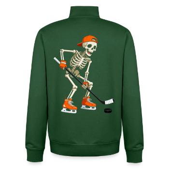 Skelett Eishockey Spieler Oranges Outfit Sport - Unisex Organic Zip Sweatshirt von Stanley/Stella - Flaschengrün - Hinten - AI Model Male 185 dark (185cm)