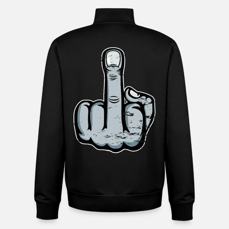 Doigt d’honneur Doigt Puant Dessin utilisé - Sweat zippé unisexe en coton bio Stanley/Stella - noir