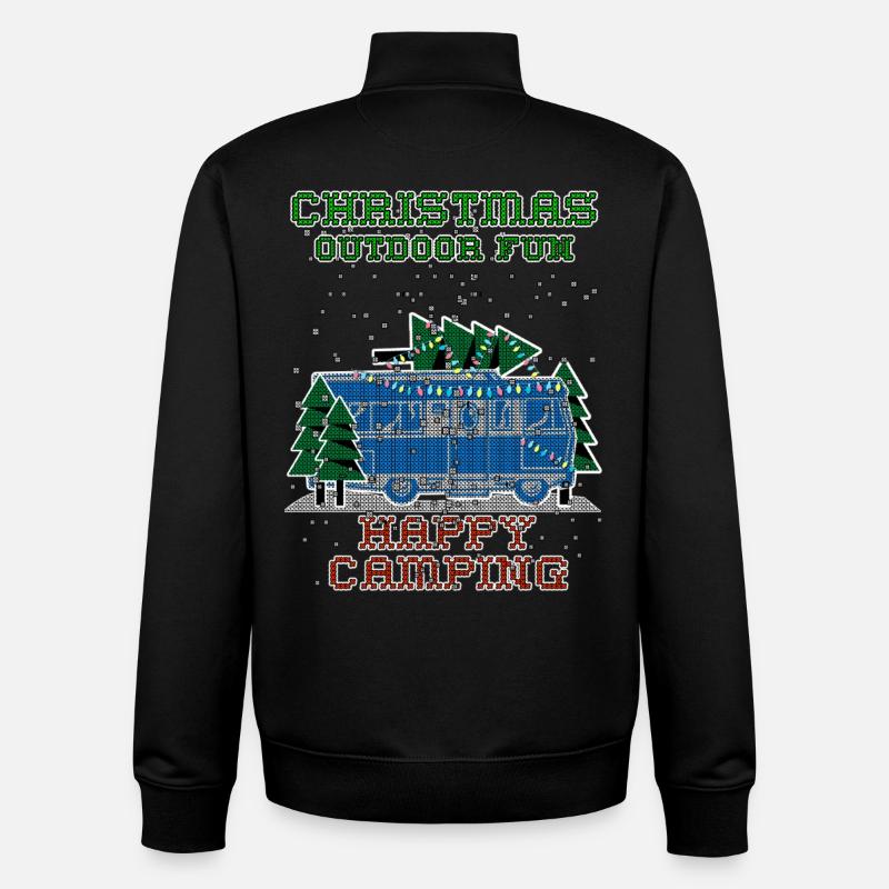 Camping de Noël - Sweat zippé unisexe en coton bio Stanley/Stella - noir