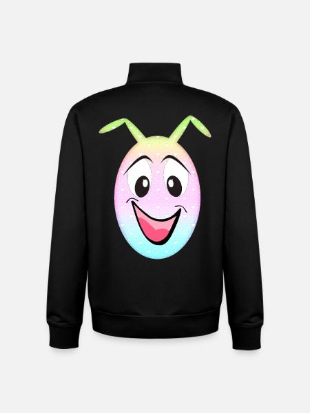 Pastel Hearts Smile Egg Kawaii - Unisex Organic Zip Sweatshirt by Stanley/Stella - black