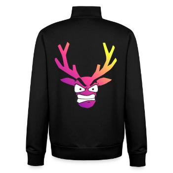 Iridescent Furious Christmas Deer Head - Unisex Organic Zip Sweatshirt by Stanley/Stella - black - Back - AI Model Male 185 light (185cm)