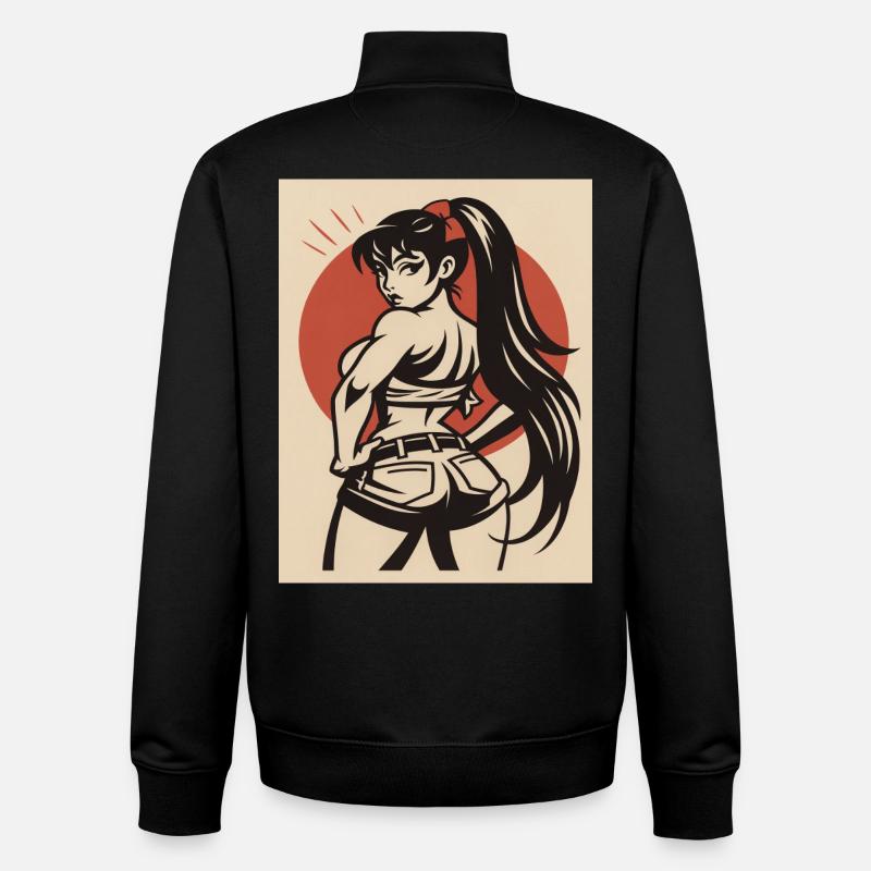 Pin-up d’une combattante - Sweat zippé unisexe en coton bio Stanley/Stella - noir