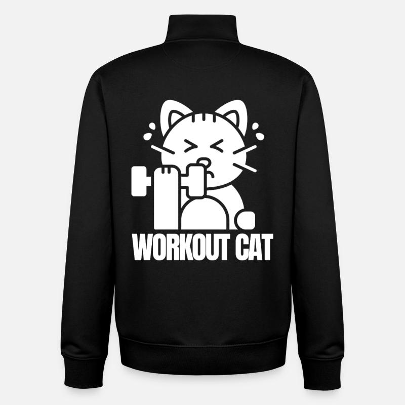 Chat Musclé Entraînement - Sweat zippé unisexe en coton bio Stanley/Stella - noir