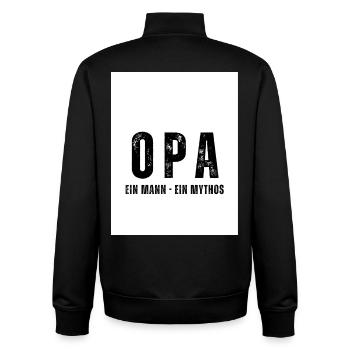 OPA Ein Mann - Ein Mythos - Unisex Organic Zip Sweatshirt von Stanley/Stella - Schwarz - Hinten - AI Model Male 185 light (185cm)