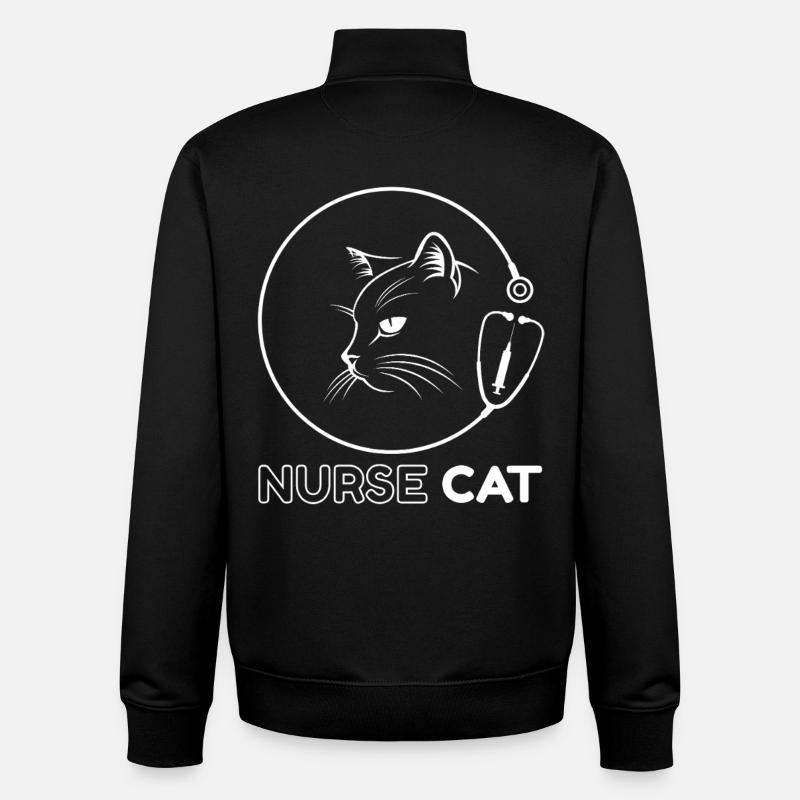 Chat infirmier logo clinique - Sweat zippé unisexe en coton bio Stanley/Stella - noir