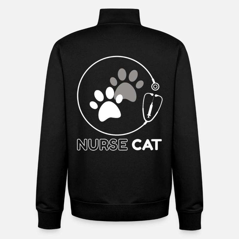 Chat Infirmier Pattes et Stéthoscope - Sweat zippé unisexe en coton bio Stanley/Stella - noir