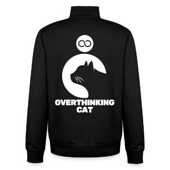 Overthinkin' Cat - Unisex Organic Zip Sweatshirt by Stanley/Stella - black - Back - AI Model Male 185 light (185cm)