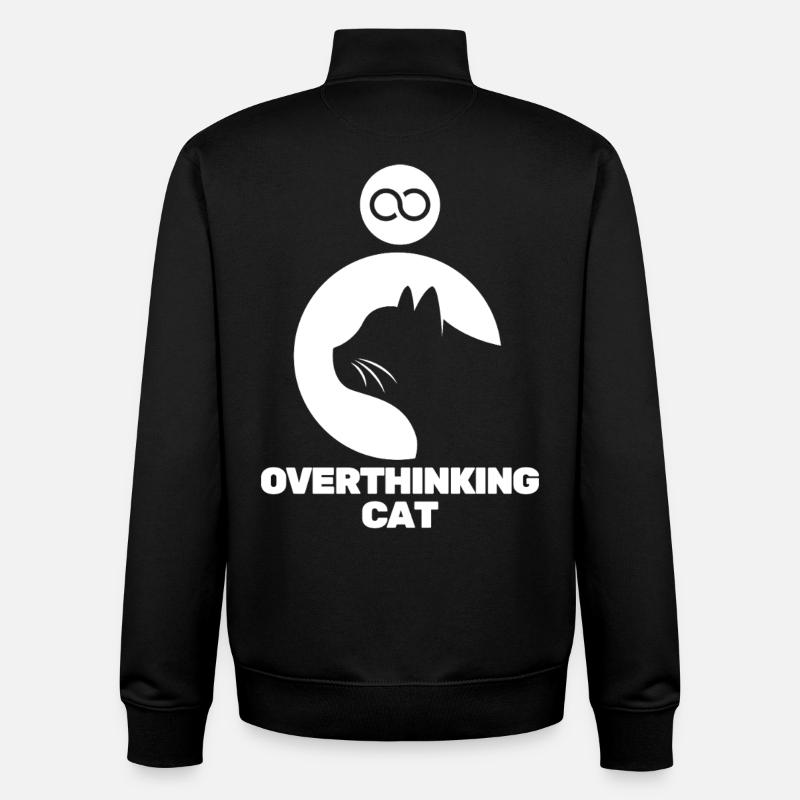 Overthinkin' Cat  - Sweat zippé unisexe en coton bio Stanley/Stella - noir