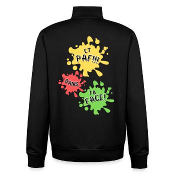 Boom, in your face! - Unisex Organic Zip Sweatshirt by Stanley/Stella - black - Back - AI Model Male 185 light (185cm)