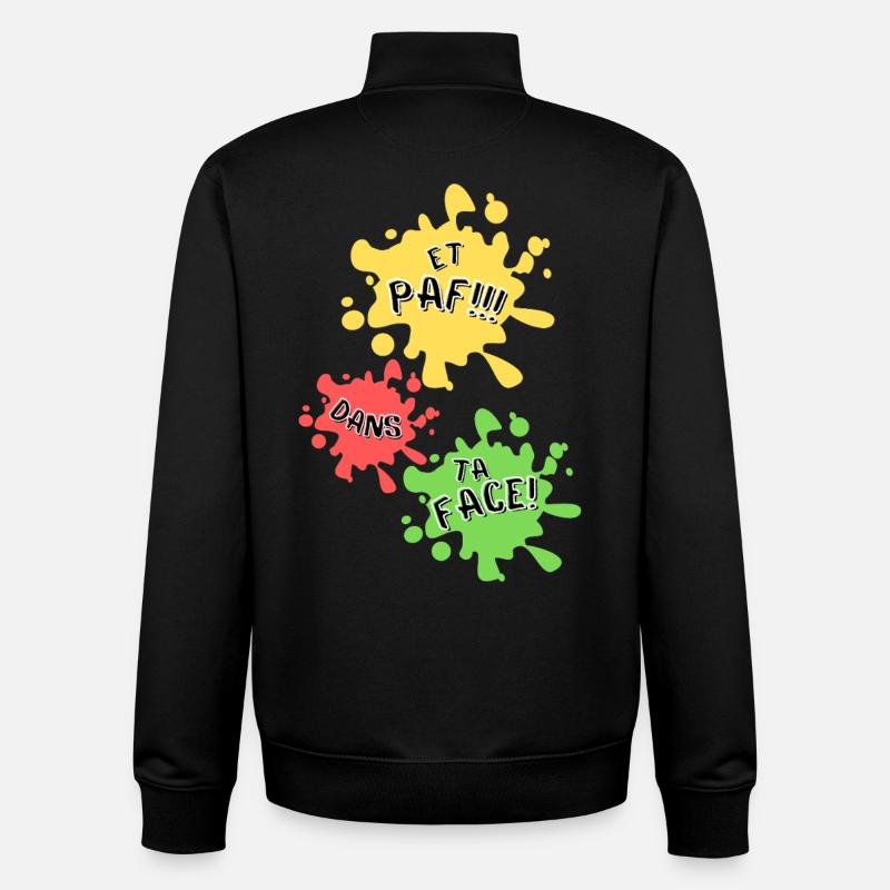 Paf, dans ta face! - Sweat zippé unisexe en coton bio Stanley/Stella - noir