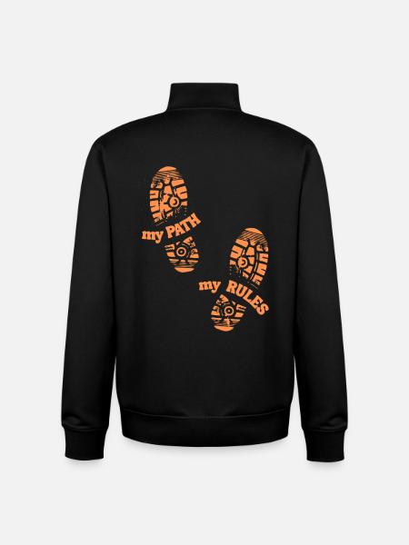 Mon chemin, mes règles, empreintes - Sweat zippé unisexe en coton bio Stanley/Stella - noir