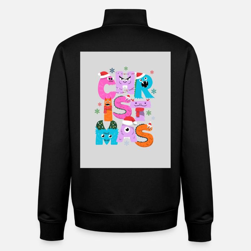 Monstres de Noël Rigolos - Sweat zippé unisexe en coton bio Stanley/Stella - noir