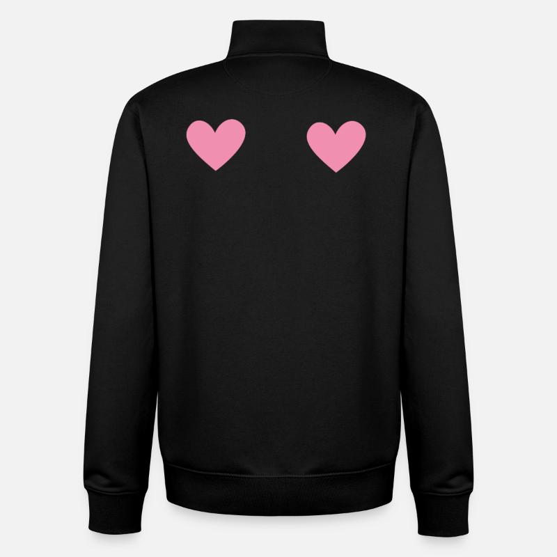 Doubles cœurs - Sweat zippé unisexe en coton bio Stanley/Stella - noir