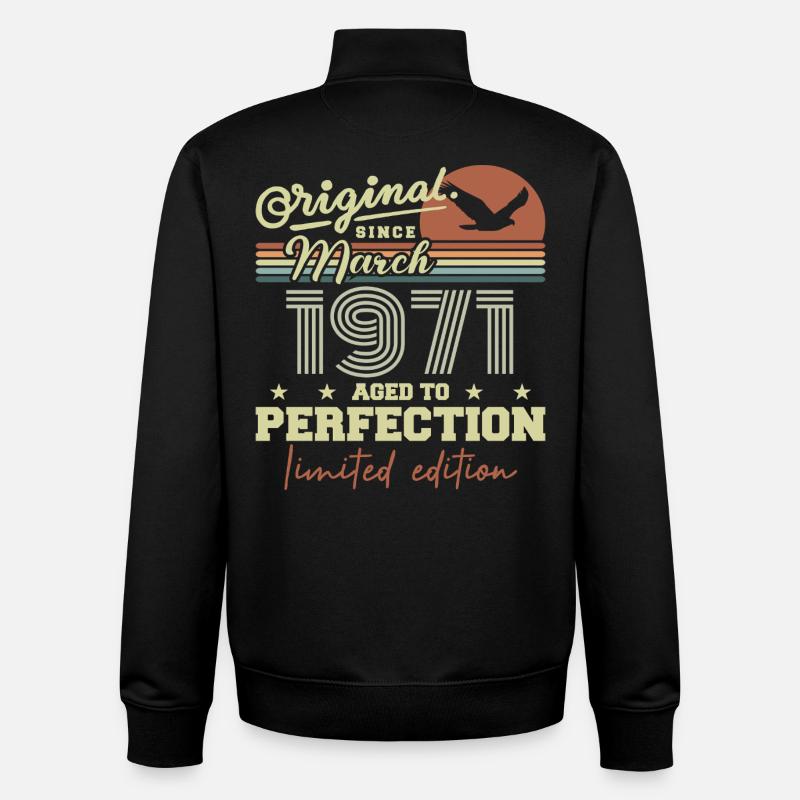 Anniversaire Mars 1971 - Sweat zippé unisexe en coton bio Stanley/Stella - noir