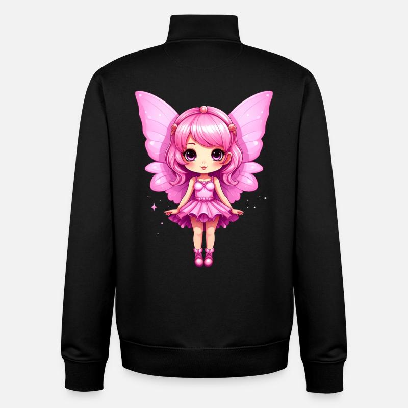 Mignonne Fée Rose - Sweat zippé unisexe en coton bio Stanley/Stella - noir