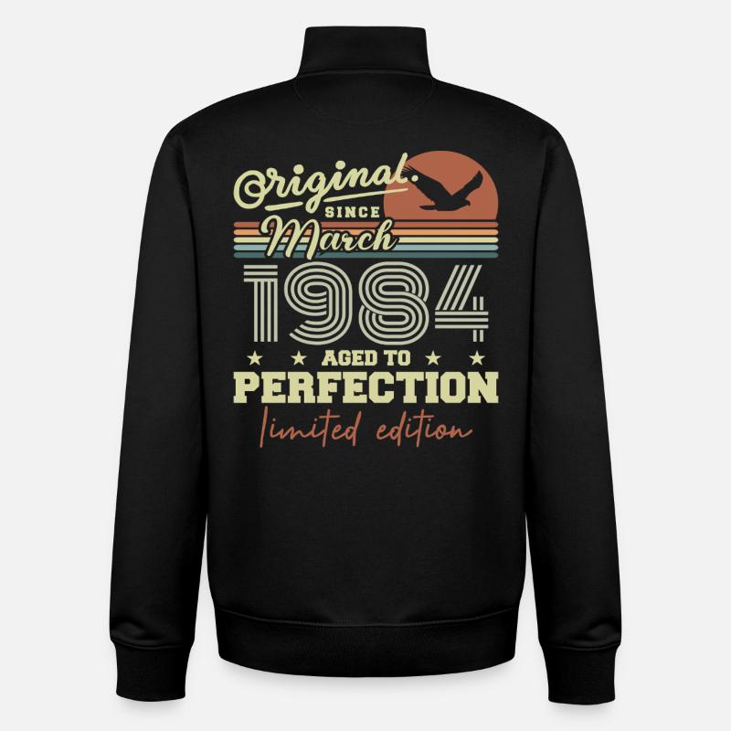 Anniversaire Mars 1984 - Sweat zippé unisexe en coton bio Stanley/Stella - noir