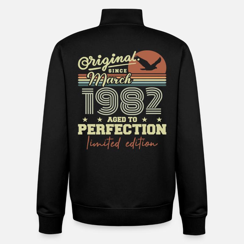 Anniversaire Mars 1982 - Sweat zippé unisexe en coton bio Stanley/Stella - noir