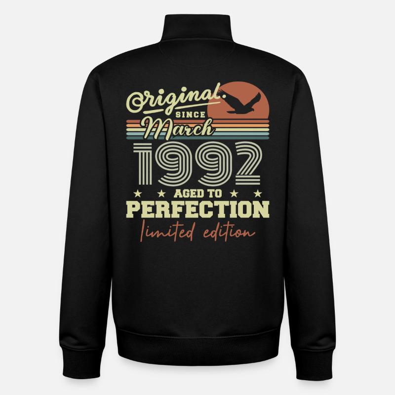 Anniversaire Mars 1992 - Sweat zippé unisexe en coton bio Stanley/Stella - noir