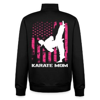 Karate Mom USA Flag Martial Arts Mom Pink - Unisex Organic Zip Sweatshirt by Stanley/Stella - black - Back - AI Model Male 185 light (185cm)