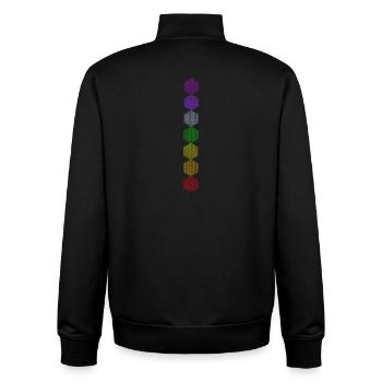 Fleur de Vie - 5ème Dimension - 7 Chakras - Sweat zippé unisexe en coton bio Stanley/Stella - noir - Dos - AI Model Male 185 light (185cm)