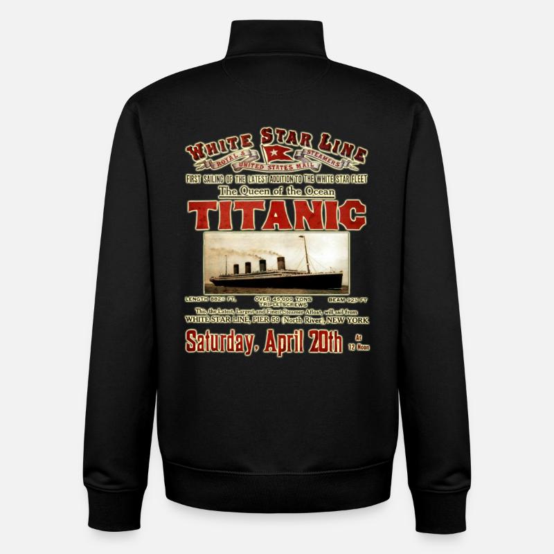 TITANIC VINTAGE CREATION Louis RUNEMBERG © Adagp - Sweat zippé unisexe en coton bio Stanley/Stella - noir