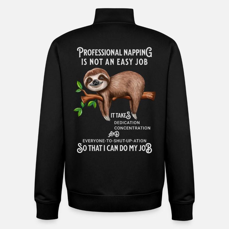Faultier Witziger Spruch Bürohumor - Unisex Organic Zip Sweatshirt von Stanley/Stella - Schwarz