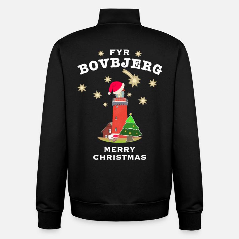 Christmas Denmark, lighthouse Bovbjerg - Unisex Organic Zip Sweatshirt by Stanley/Stella - black