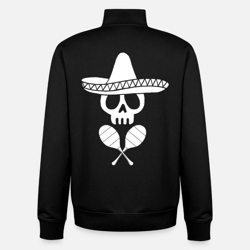 Crâne mexicain blanc - Sweat zippé unisexe en coton bio Stanley/Stella - noir