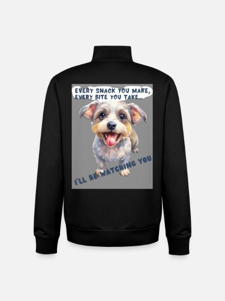 Glücklicher Hund mit Snack-Text - Unisex Organic Zip Sweatshirt von Stanley/Stella - Schwarz