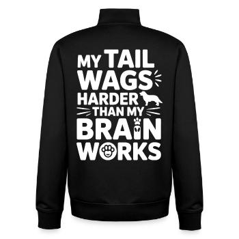 Mein Schwanz wedelt härter Hundehumor - Unisex Organic Zip Sweatshirt von Stanley/Stella - Schwarz - Hinten - AI Model Male 185 light (185cm)