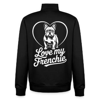 Love My Frenchie Heart Bulldog - Sweat zippé unisexe en coton bio Stanley/Stella - noir - Dos - AI Model Male 185 light (185cm)