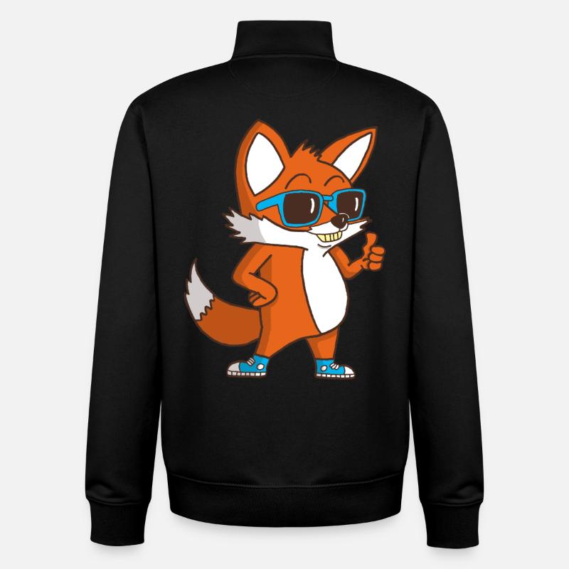 Renard cool - Sweat zippé unisexe en coton bio Stanley/Stella - noir